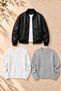 Men's 3-Piece Set – Leather Bomber Jacket with Two Pockets and 2 Crew Neck Corded Fabric Sweaters