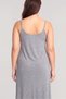 Women's Plus Size Cotton Gray Long Nightgown with String Straps 12100 - 5