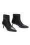 Women's Knitted Detail Classic Heeled Boots 5129 BLACK LEATHER