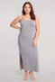 Women's Plus Size Cotton Gray Long Nightgown with String Straps 12100