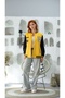 Women's Yellow and Black Sleeve Embroidered Snap-Fastened College Jacket - 2