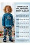 Boys' Long-Sleeve Crew Neck "WELCOME" Printed Helicopter-Patterned Fleece Pajama Set - 3