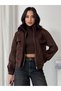 New Season Women's Oversized Mock Neck Double-Pocket Imported Suede Jacket - 2