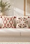 2 Decorative Kilim Rug and Daisy-Patterned Cushion Covers with Invisible Zippers and Tassels, 42x42 cm - 5
