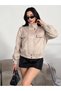 New Season Women's Oversized Mock Neck Double-Pocket Imported Suede Jacket - 3