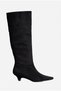 Women's Suede Boots, Pointed Toe, Short, Stiletto Heel, Saskia, Black