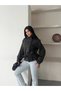 Women's Double-Buttoned Mock Neck Belted Short Melton Coat - 3