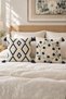 2 Decorative Kilim Rug and Daisy-Patterned Cushion Covers with Invisible Zippers and Tassels, 42x42 cm - 5