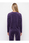 WOMEN'S LONG-SLEEVED VELVET PAJAMA SET, STRAIGHT-LEG, PURPLE - 4