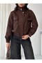 New Season Women's Oversized Mock Neck Double-Pocket Imported Suede Jacket