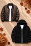 Men's 2-Piece Jacket Set – Double-Pocket Leather Bomber Jacket and Hooded Button-Up Plush Jacket