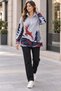 Oversized Women's Fleece Sweatshirt with Deer Print and Half-Zip Pocket Detail - 2
