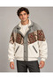 (8126) Men’s Vintage-Patterned Patchwork Bomber Jacket with Fur-Trimmed Collar - L/XL - 3
