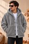 Men's 2-Piece Jacket Set – Double-Pocket Leather Bomber Jacket and Hooded Button-Up Plush Jacket - 3