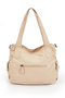 A.Krem Casual Sports Leather Women's Everyday Shoulder Bag with Long Straps, Multiple Pockets, and a Flap with Pocket Detail - 3