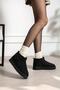 Women's Boots with Black Suede Upper, Soft Fur Trim, and Thick Soles - 3