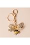 VIP Series Gold-Colored Keychain with Zircon Stones and Enamel in a Bee Design, 5.5 cm - 2