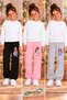 Winter, Spring, and Autumn Elastic-Leg Sweatpants Set in Black, Pink, and Gray (3-Piece) - 2