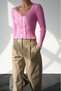 U-Neck Cardigan with Lace Collar Detail