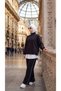 Women's Navy Blue Oversized Sweatshirt with Striped Detail and Wide-Leg Pants Track Suit Set