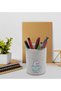 White Acrylic Pencil Holder with Tea Rex Design - Model 1
