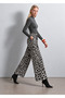 Black and White Animal Print High-Leg Wide-Leg Jeans - 4