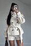Mock Neck, Thick Melton Coat with Pockets, Lined, with a Belt