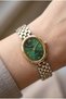 Vintage Elegant Women's Wristwatch | 21 mm Gold-Silver Steel Strap, Green Dial