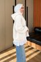 Women's 3-Ply Fleece-Lined Hooded Modest Basic Sweater Cardigan with Ruffle Detail 394 - 3