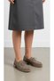 Genuine Suede Leather Women's Lace-Up Heeled Shoes with 4 cm Heels in Beige - 7