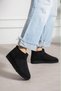 Women's Flat Sole Boots with Black Suede Upper and Soft Fur Accents - 3