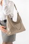 Women's Stylish Taupe Color Shoulder Bag with Mink and Chain Detail - Everyday Use Bag