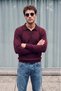 Men's Premium Soft-Textured, Pilling-Resistant Polo Collar Knit Sweater, Burgundy 27W2020 - 2