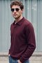 Men's Premium Soft-Textured, Pilling-Resistant Polo Collar Knit Sweater, Burgundy 27W2020
