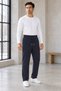Men's Navy Blue Baggy 3-Ply Brushed Inside Oversized Winter Sweatpants - 5