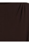 TWO MT SHOP QUALITY LCW Modest Brown Interlock Solid Slim-Fit Long Dress with an Oval Neckline - 6