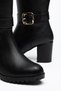 Oval-Toed, Buckle-Fastened, Side-Zippered, Leather-Look Heeled Women’S Black Boots, 7cm Heel, Thermo Sole, Non-Slip. - 4