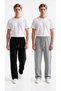 Men's 2-Piece Baggy Winter Sweatpants with Piped Hem, Side Pipes, and Zipper Pockets