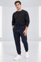 Men's Navy Blue Regular-Fit 3-Ply Brushed Inside Elastic-Waist Sweatpants - 3