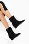 Bella Sculptural Heel, Pointed Toe, Dark Brown Suede Women's Boots - 5