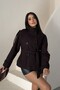 Women's Zra Model Belted Stand Collar Short Cashmere Coat - 3