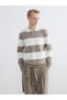 Men's Knitwear Sweater with Turn-Down Roba Collar and Stripes from Uzg Store for Style Enthusiasts
