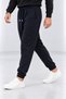 Men's Navy Blue Regular-Fit 3-Ply Brushed Inside Elastic-Waist Sweatpants