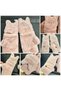 girls' adult-sized standard Plush, furry, open- and closed-top, foldable, buttoned gloves with glittery accents, cat ears, and a powder pink color - 2
