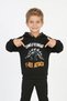 Boys' Three-Ply Brushed Inside Dinosaur and Text-Printed Casual Hooded Sweatshirt - 3