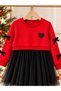 Embroidered Red-and-Black Tulle Dress for Girls, Ages 2–7 - 3