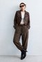 Women's Tie-Detail Plaid Harem Pants - Brown