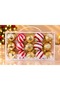 Red, White, and Gold New Year's Tree Ornaments, Set of 15: Glittery Striped Decorative Christmas Tree Ornaments - 2