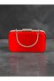 Red Satin Simple Silver-Framed Metal-Handled Women's Evening Bag for Weddings, Engagements, and Graduations - 5