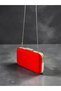 Red Satin Evening Clutch with Crystal Stone Flowers, Silver Frame, and Metal Handles for Women—Wedding and Engagement - 4